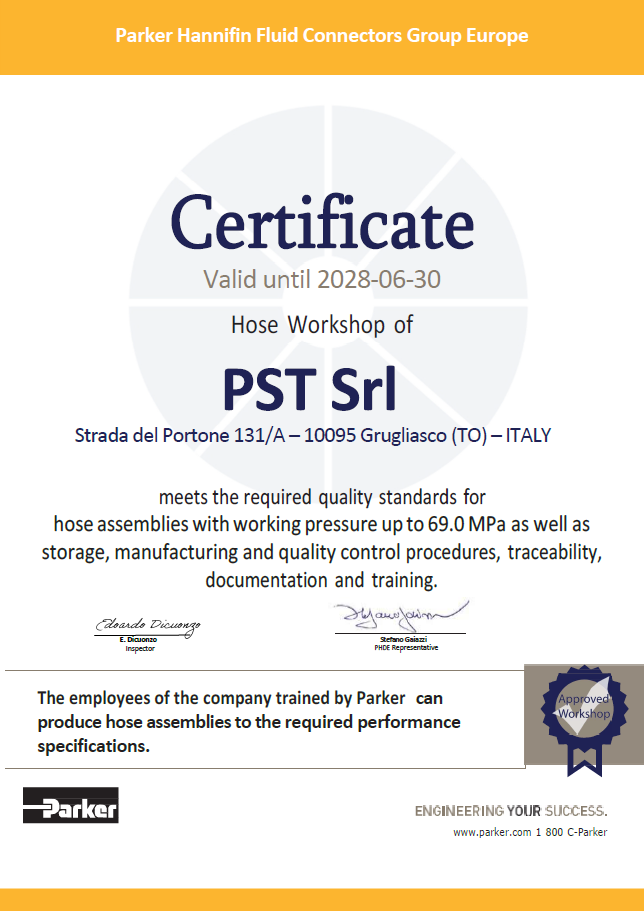 Rinnovata la certificazione Parker per il centro di assemblaggio tubazioni